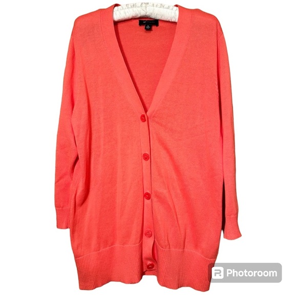 NWT AB Studio coral button down cardigan size extra large - Picture 1 of 7